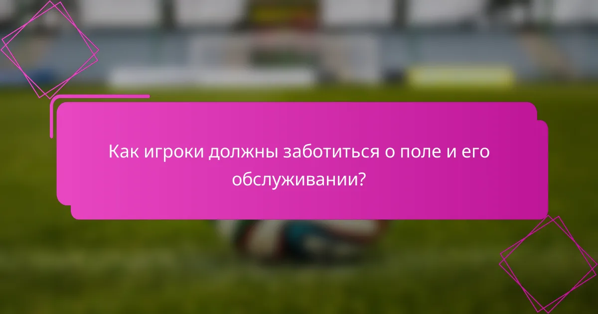 Как игроки должны заботиться о поле и его обслуживании?