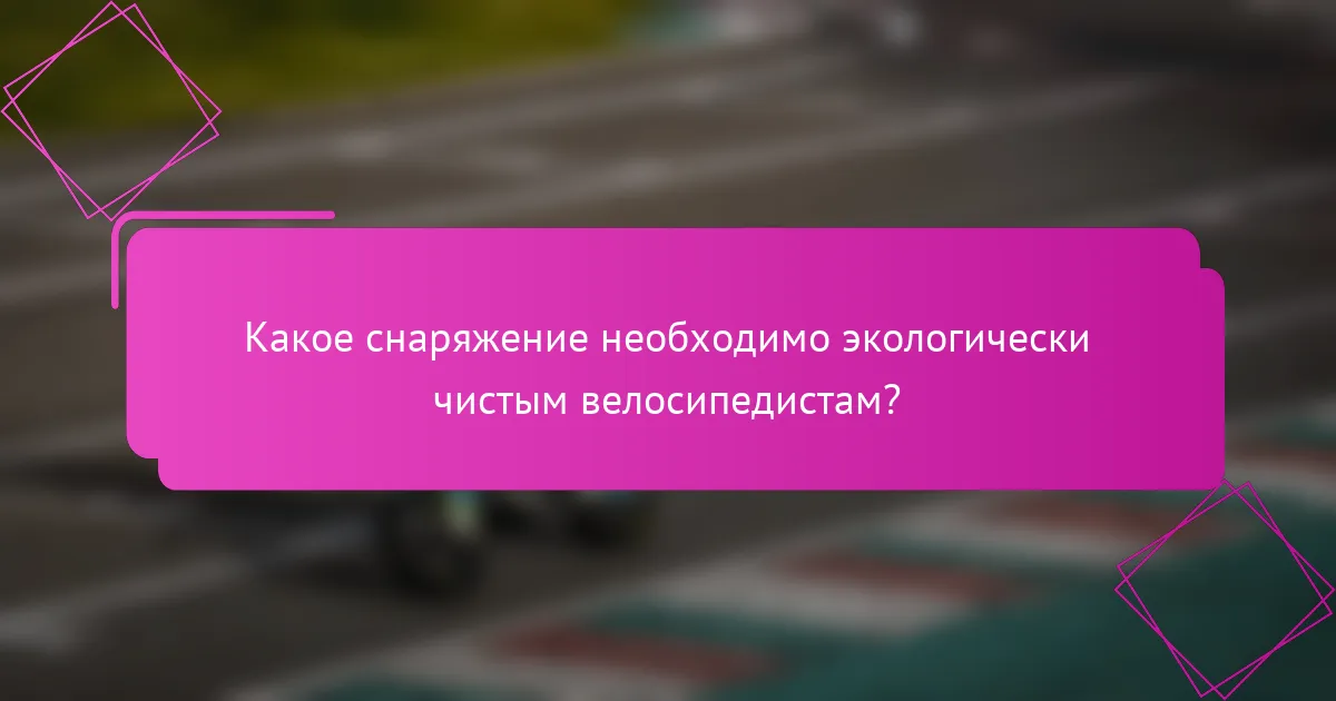 Какое снаряжение необходимо экологически чистым велосипедистам?
