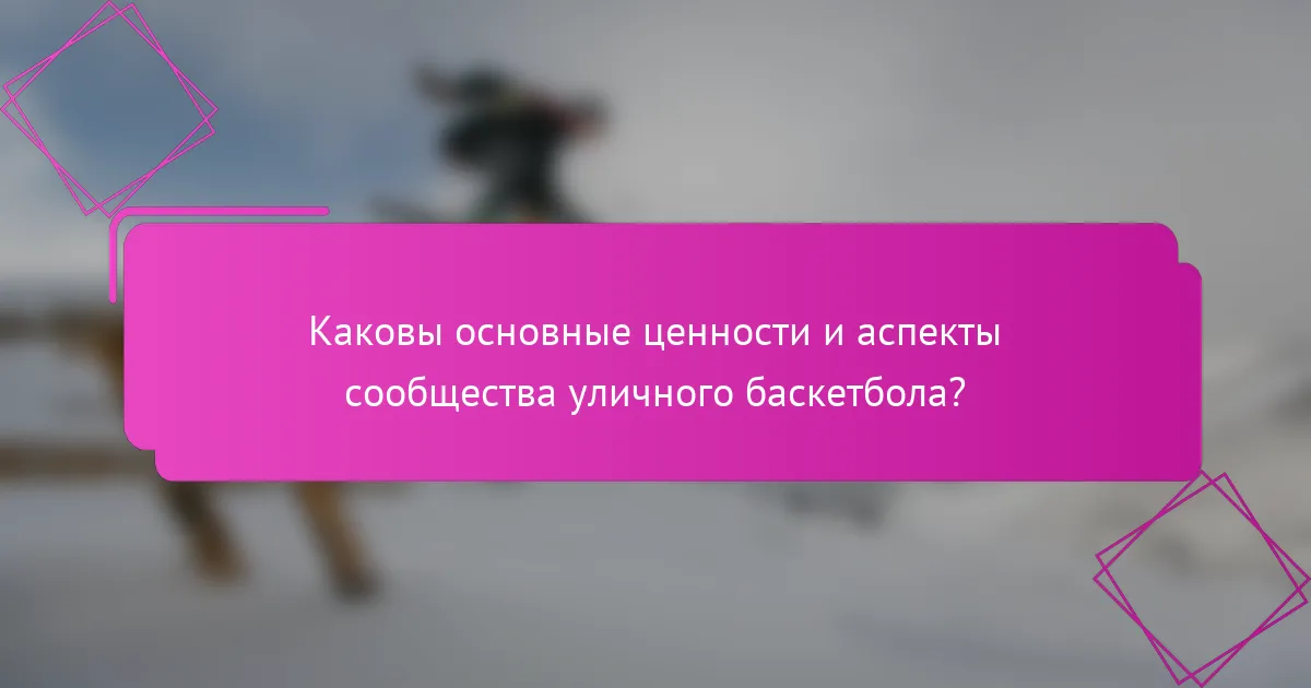Каковы основные ценности и аспекты сообщества уличного баскетбола?